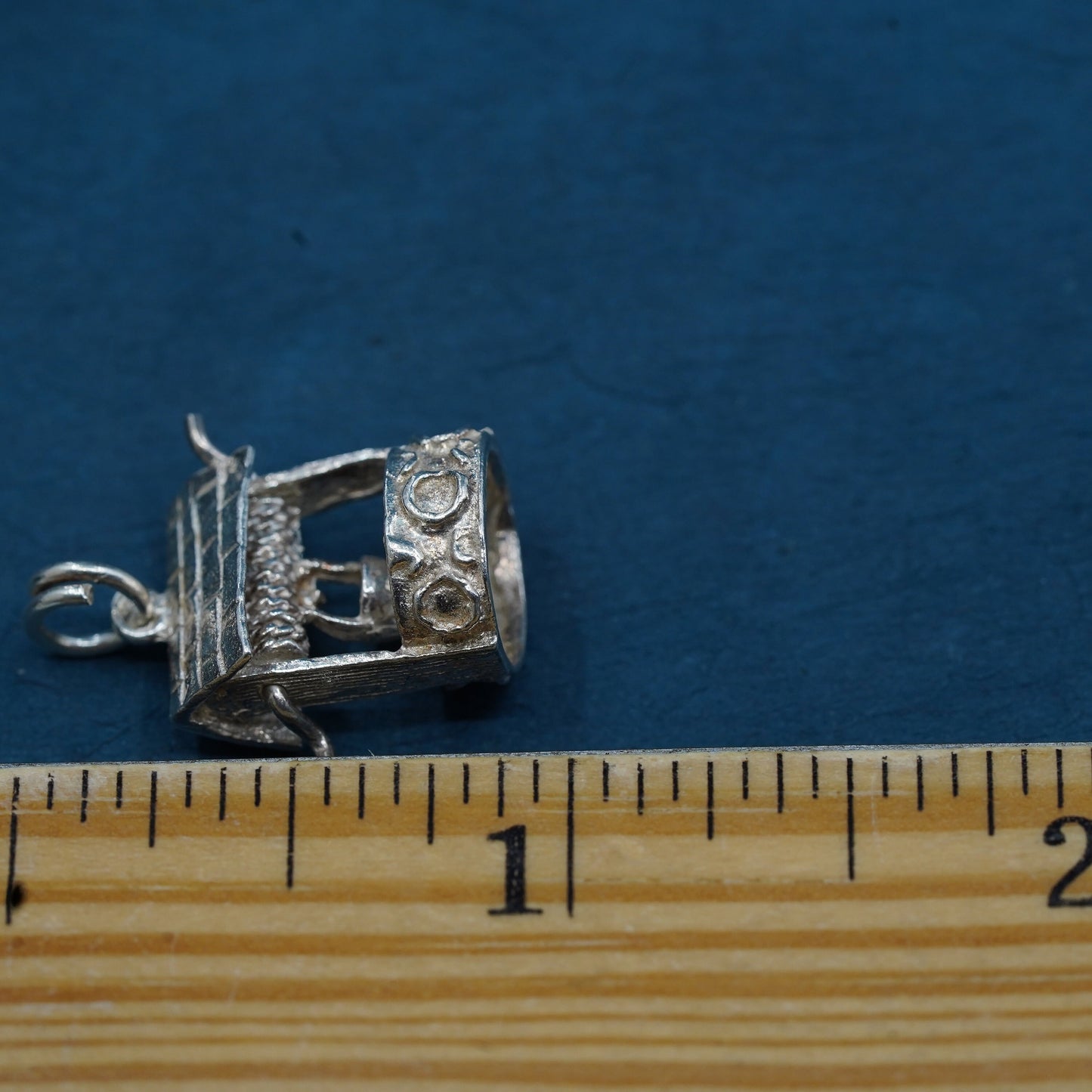 vintage Sterling silver handmade pendant, 925 water well charm