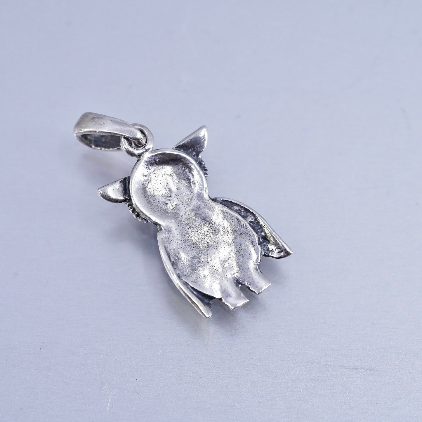 Vintage sterling 925 silver handmade owl Halloween pendant charm