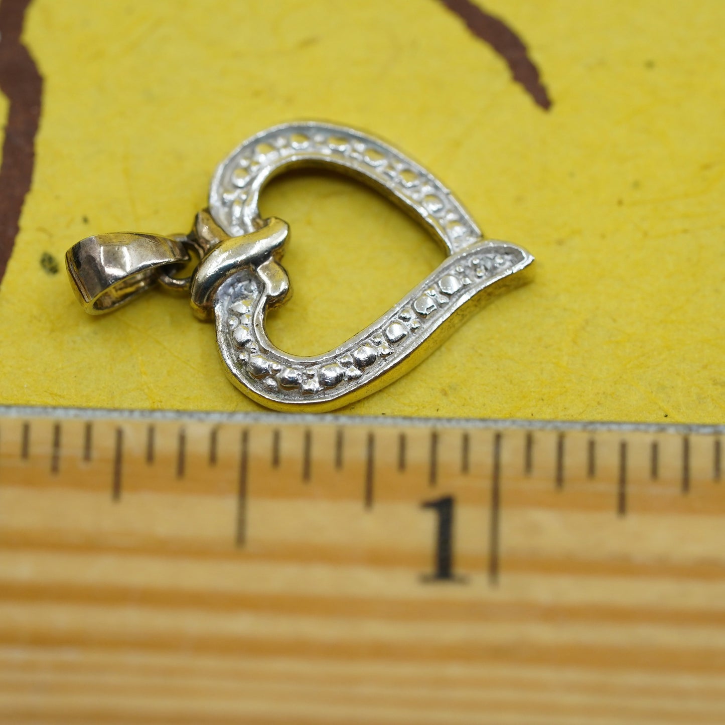 Vintage Sterling 925 silver handmade heart pendant with diamond