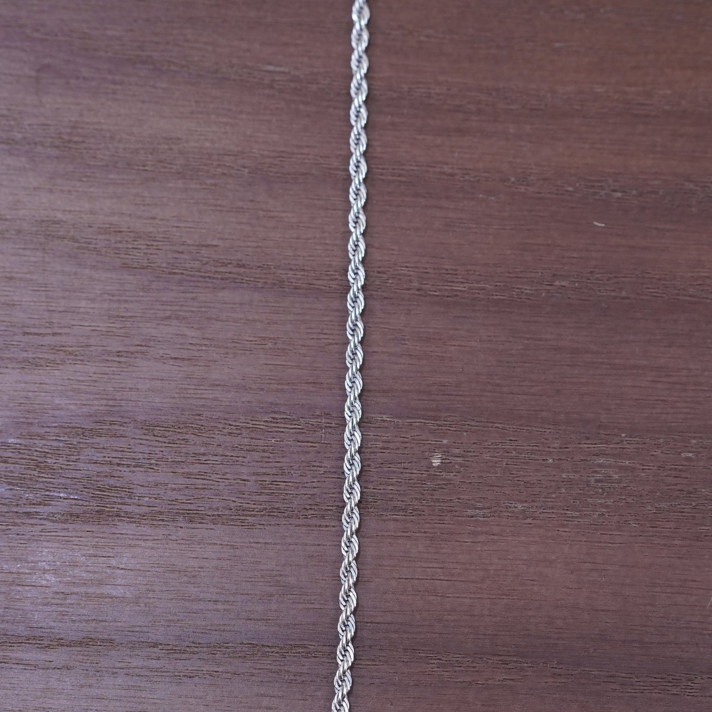 30” 3mm, vintage Sterling silver necklace, Italy 925 rope chain