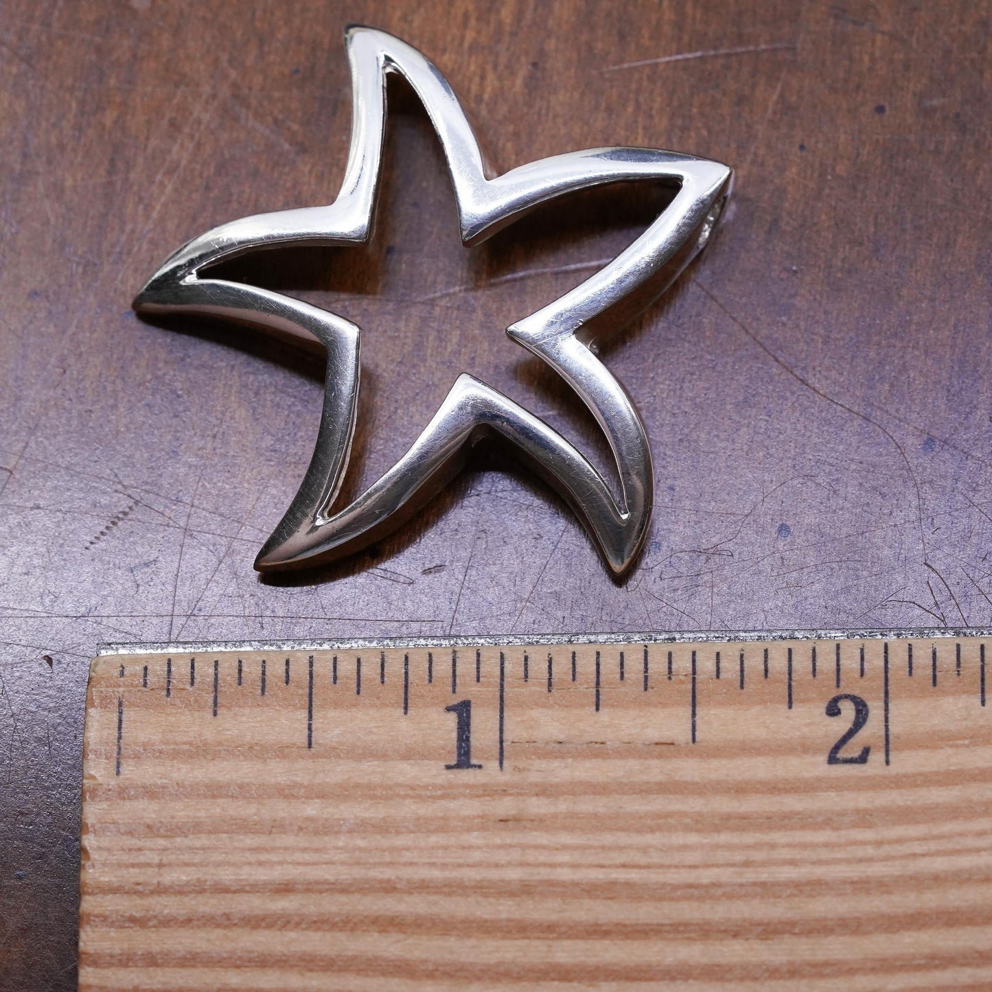 Vintage Sterling silver handmade pendant, modern 925 starfish