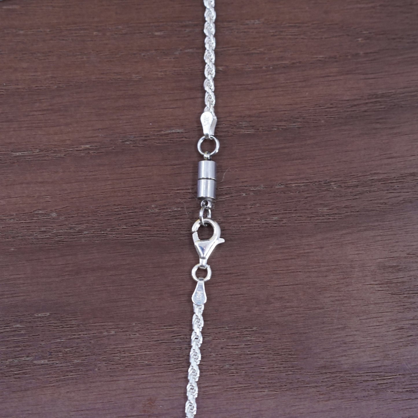 16”, 2mm, vintage Sterling silver necklace, 925 diamond cut rope chain