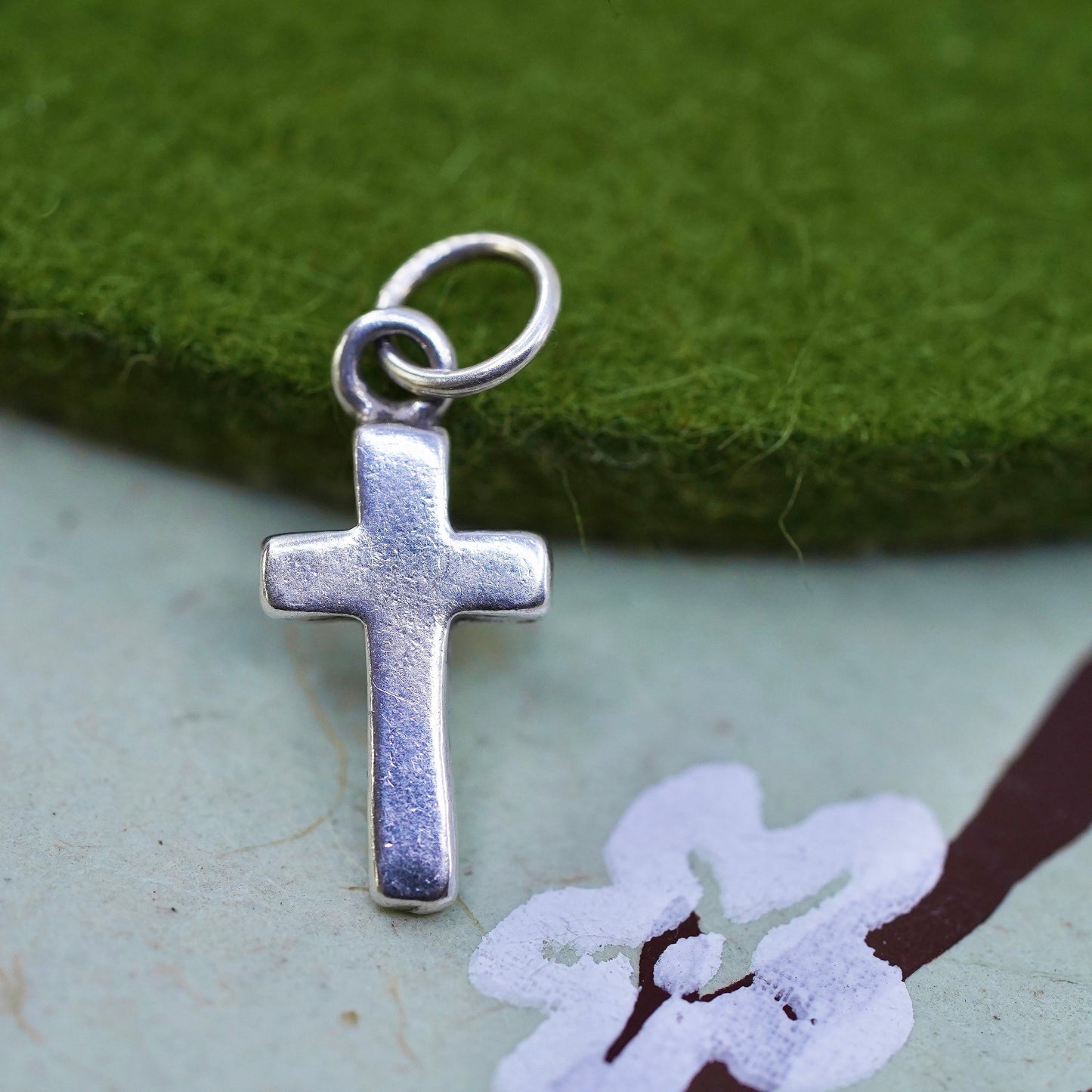 Vintage handmade Sterling silver pendant, 925 cross charm