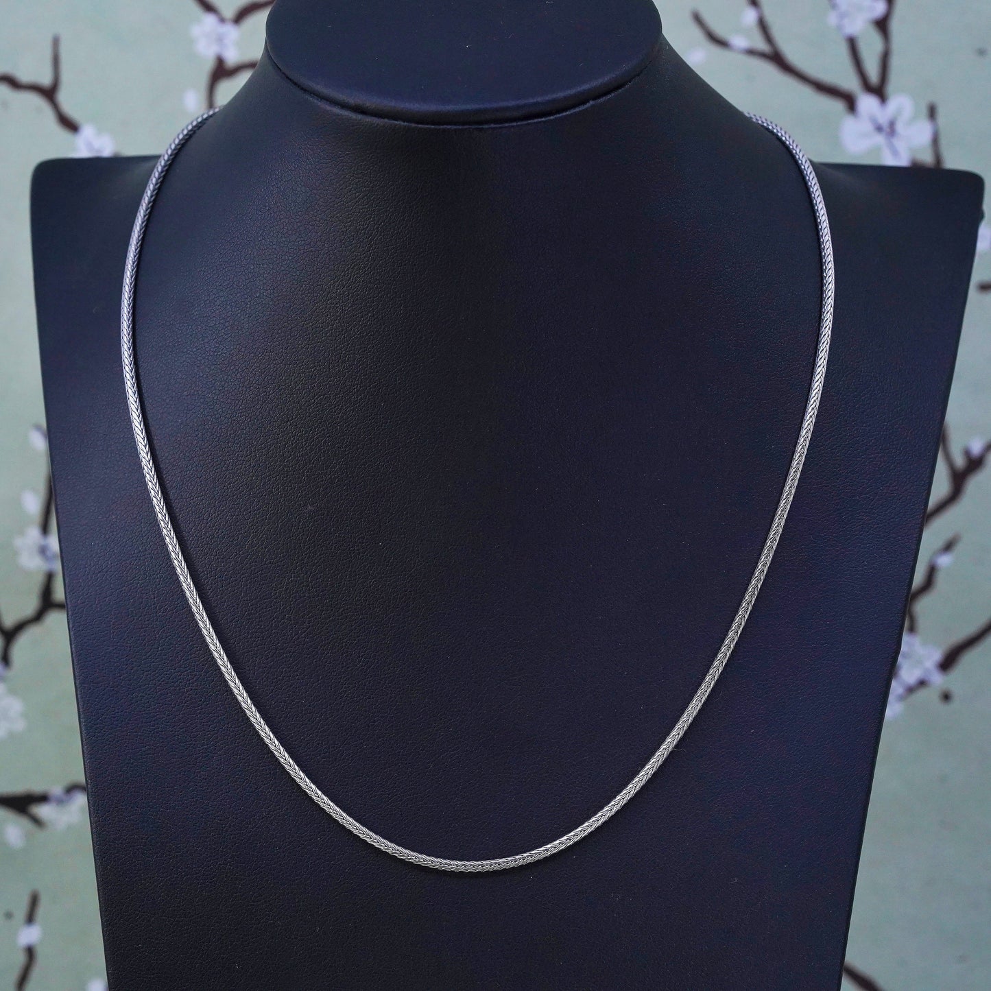 18", 2mm, vintage Sterling silver necklace, bold 925 Wheat chain
