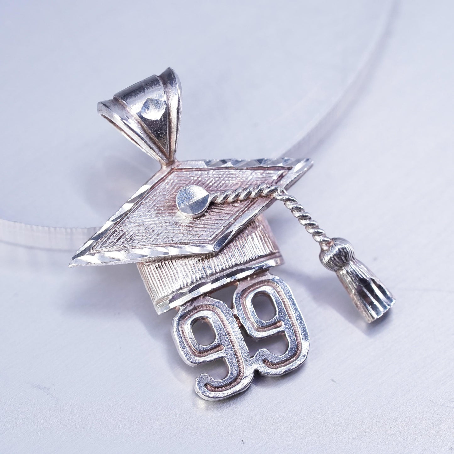 Vintage Sterling silver charm, 925 graduation trencher cap and number 99