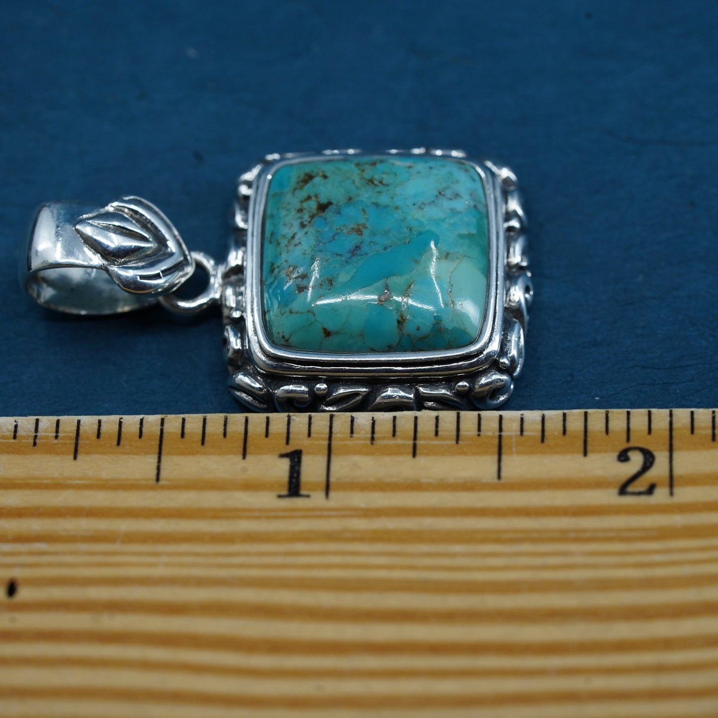 barse Sterling 925 silver handmade pendant with teardrop copper turquoise