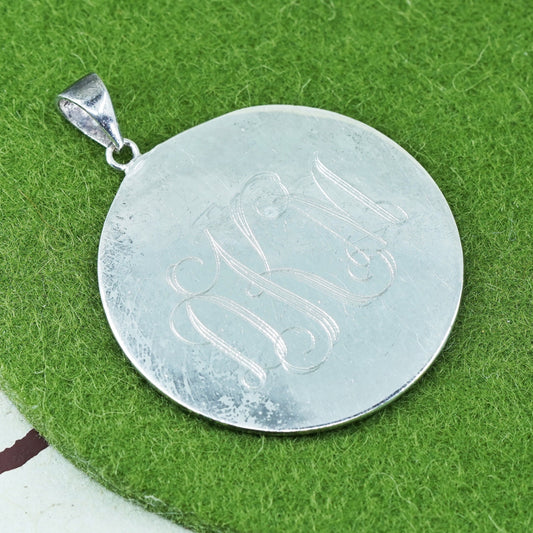 Sterling silver pendant, Mexico 925 name monogram, laser engraved DKM