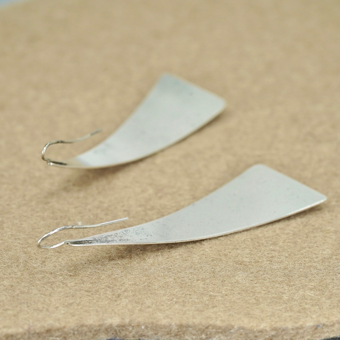 Vintage Sterling 925 silver handmade earrings, modern triangular drops