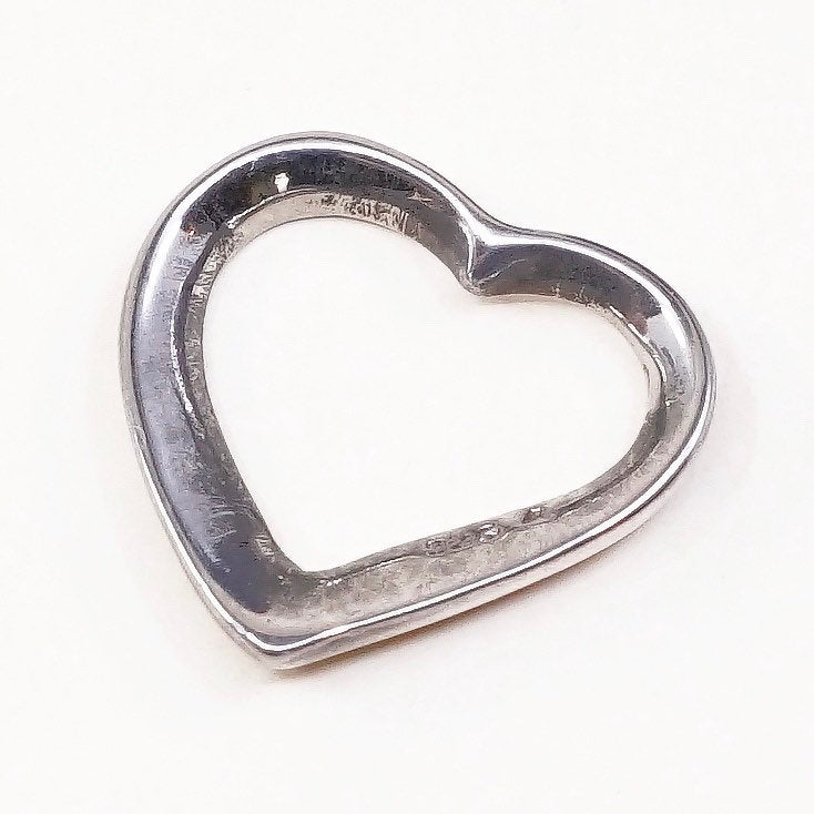 VTG sterling silver pendant, heart shaped, fine 925 silver heart