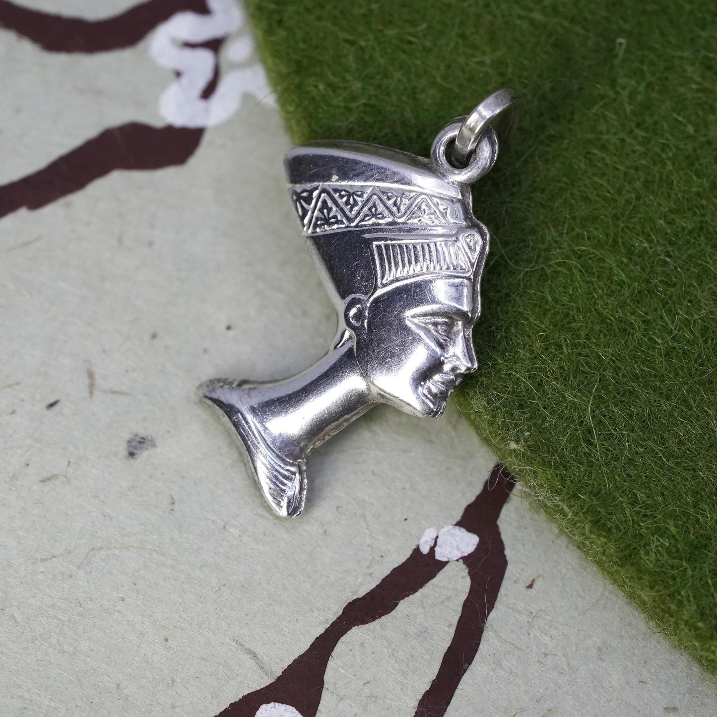 Vintage Italian Sterling silver handmade pendant, 925 Egyptian Pharaoh charm