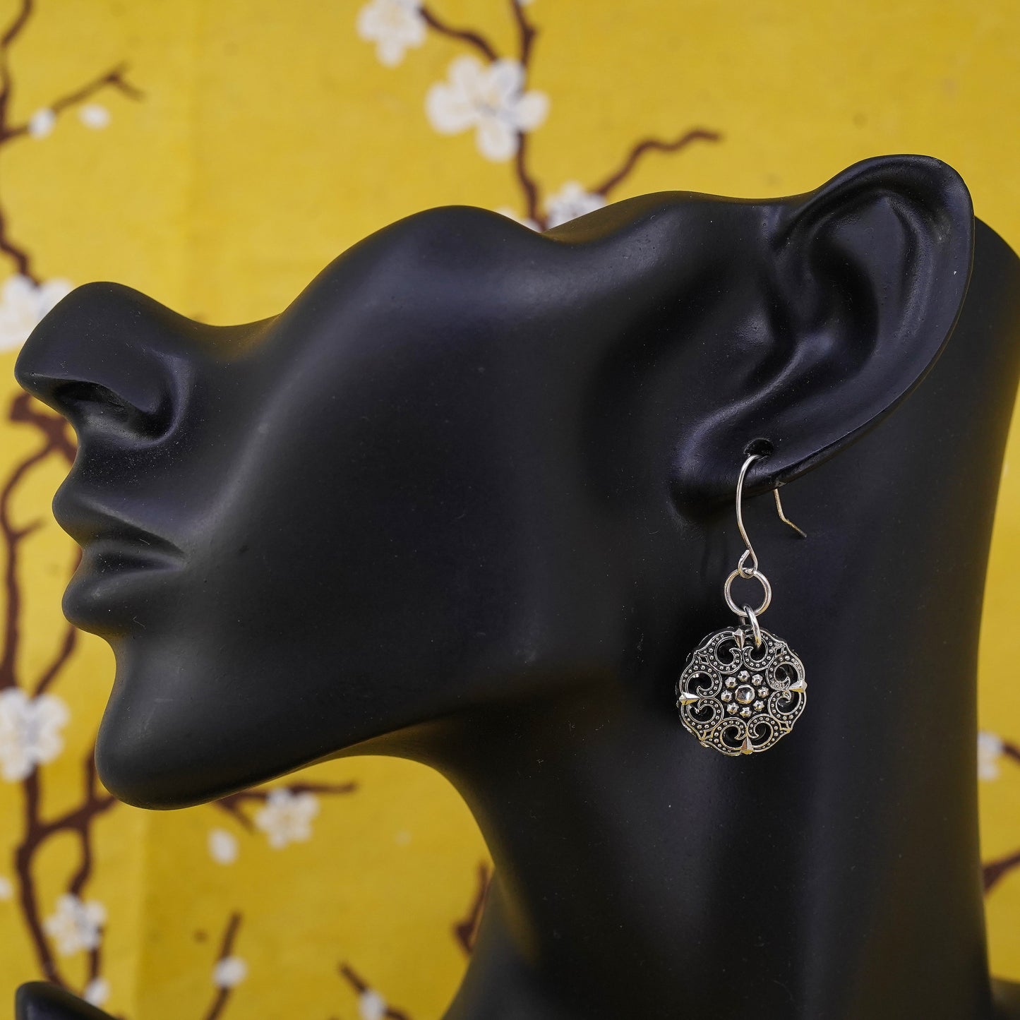 Vintage Sterling silver earrings, 925 hooks with lightweight plastic dangles