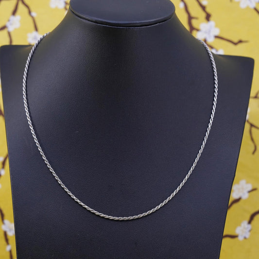 18” 2mm, vintage Sterling silver necklace, Italy 925 rope chain