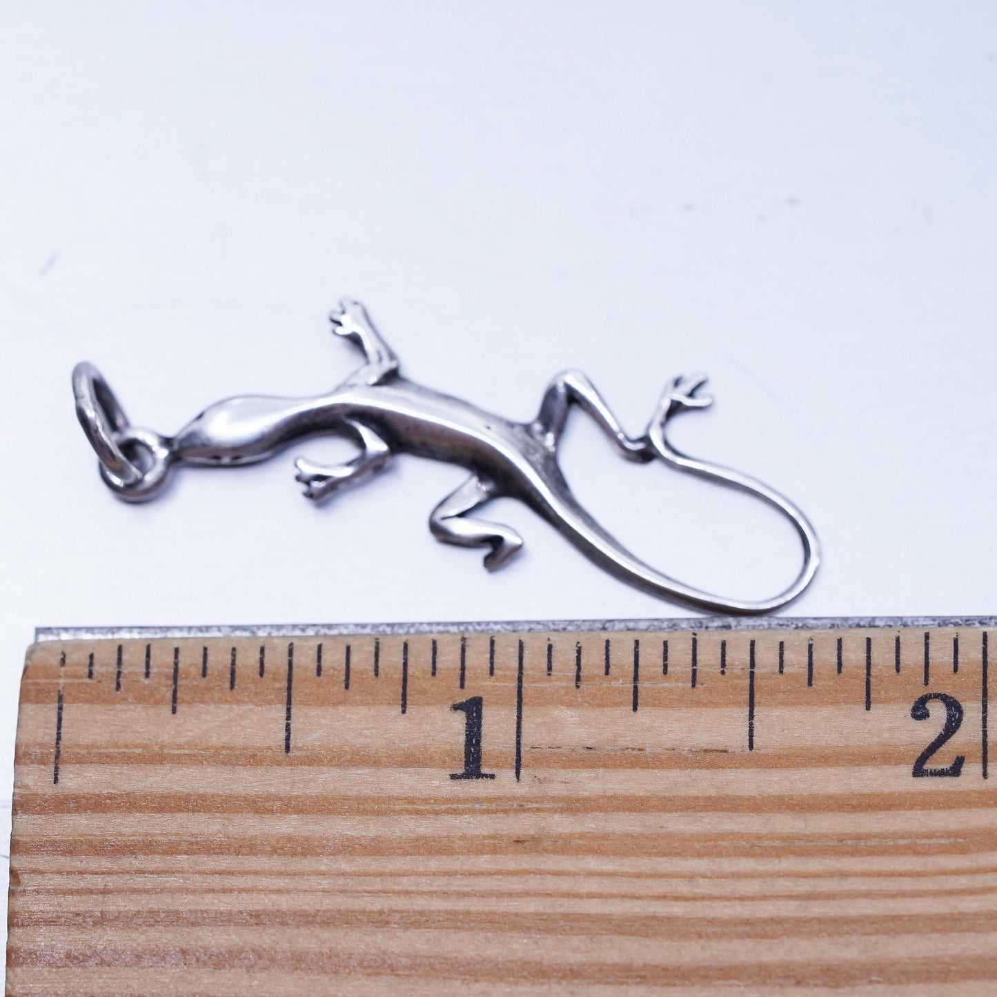 Vintage sterling 925 silver handmade lizard charm pendant