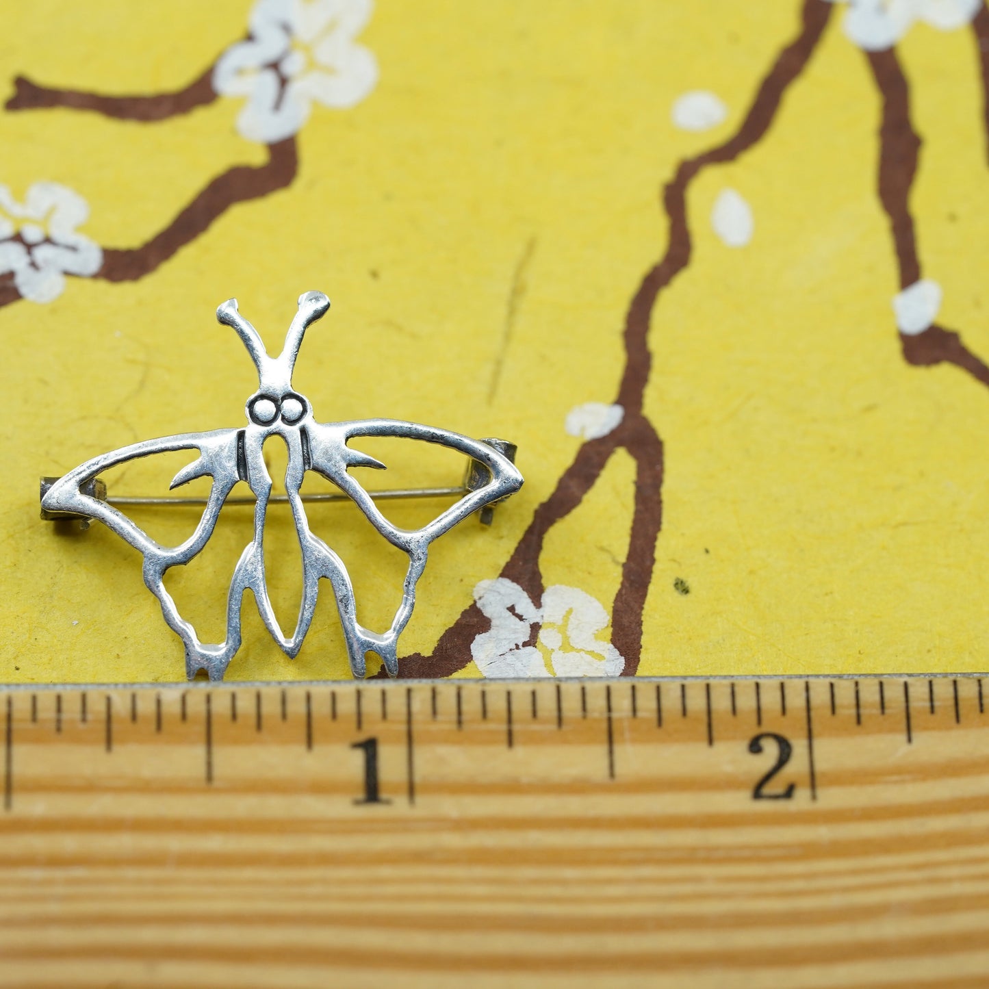 Vintage handmade sterling 925 silver filigree butterfly brooch