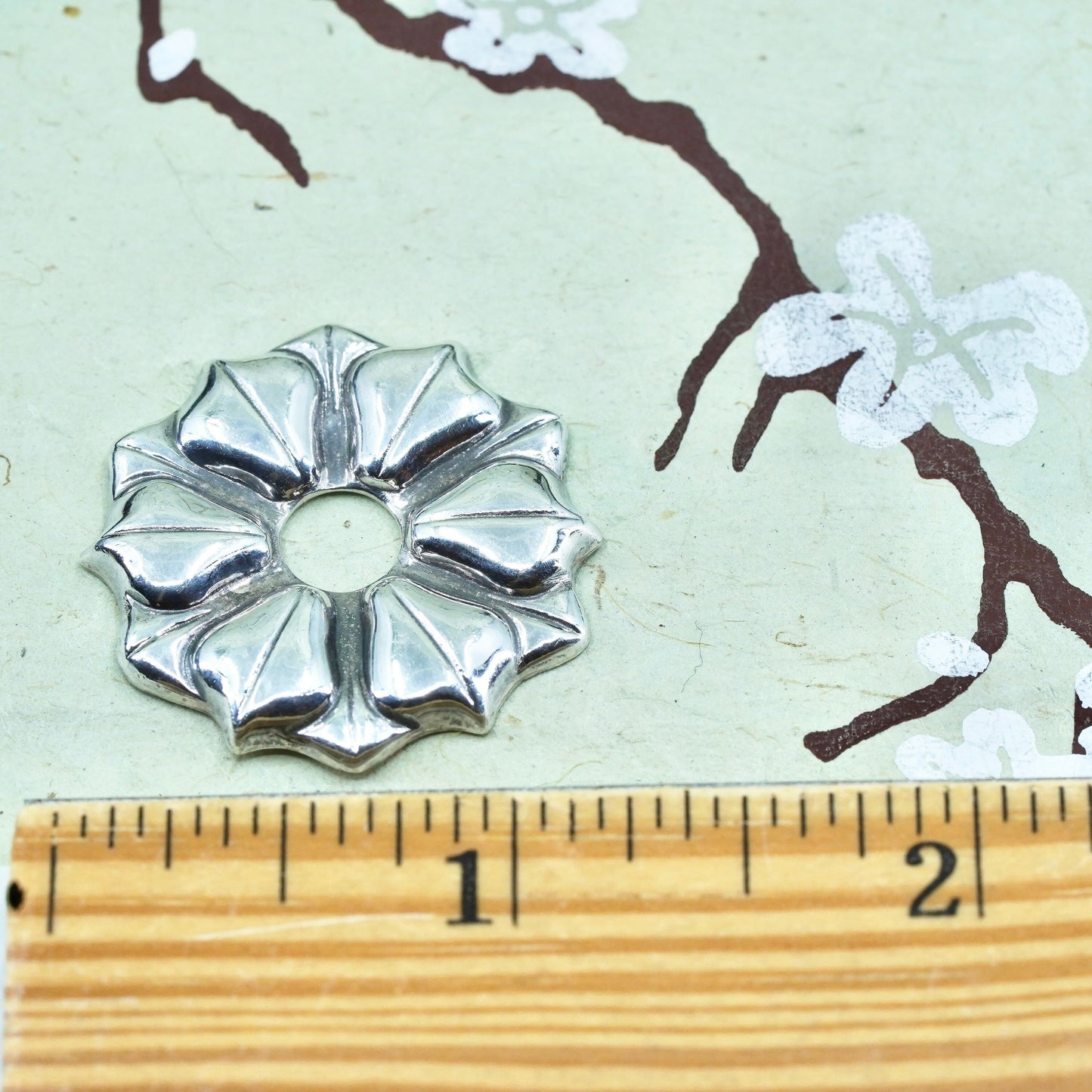 Vintage BJ Sterling 925 silver flower pendant