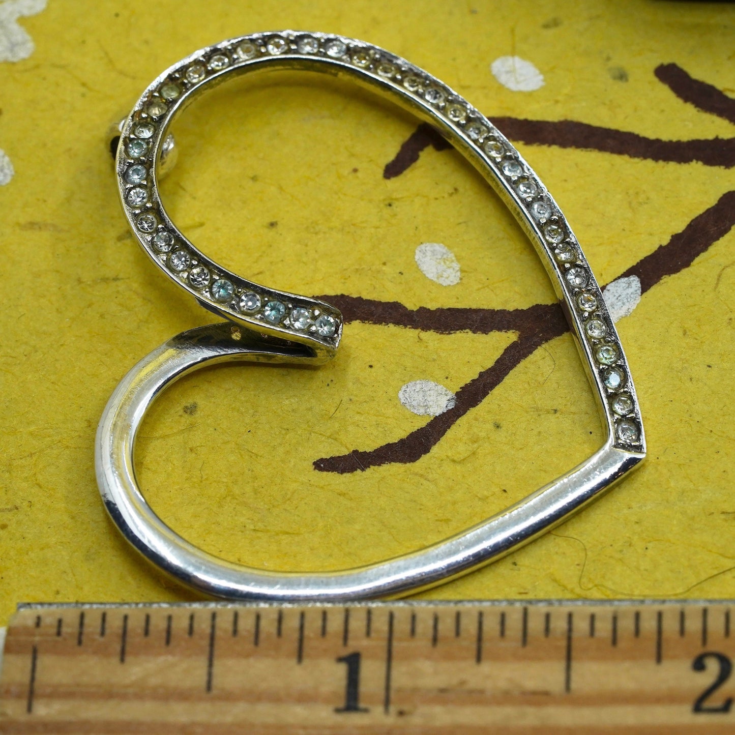 Vintage Sterling 925 silver handmade heart pendant with cz