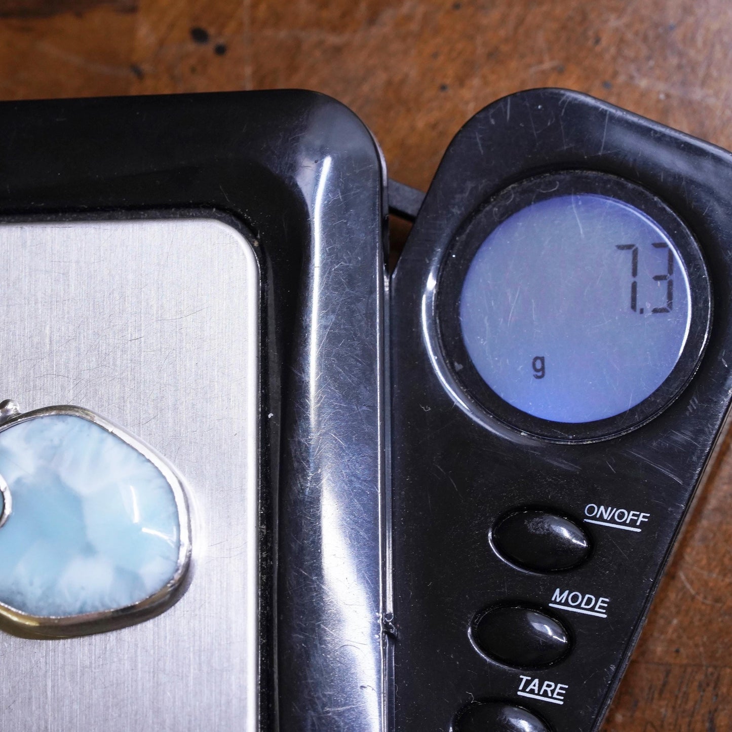 Vintage southwestern sterling 925 silver handmade pendant with Larimar leaves