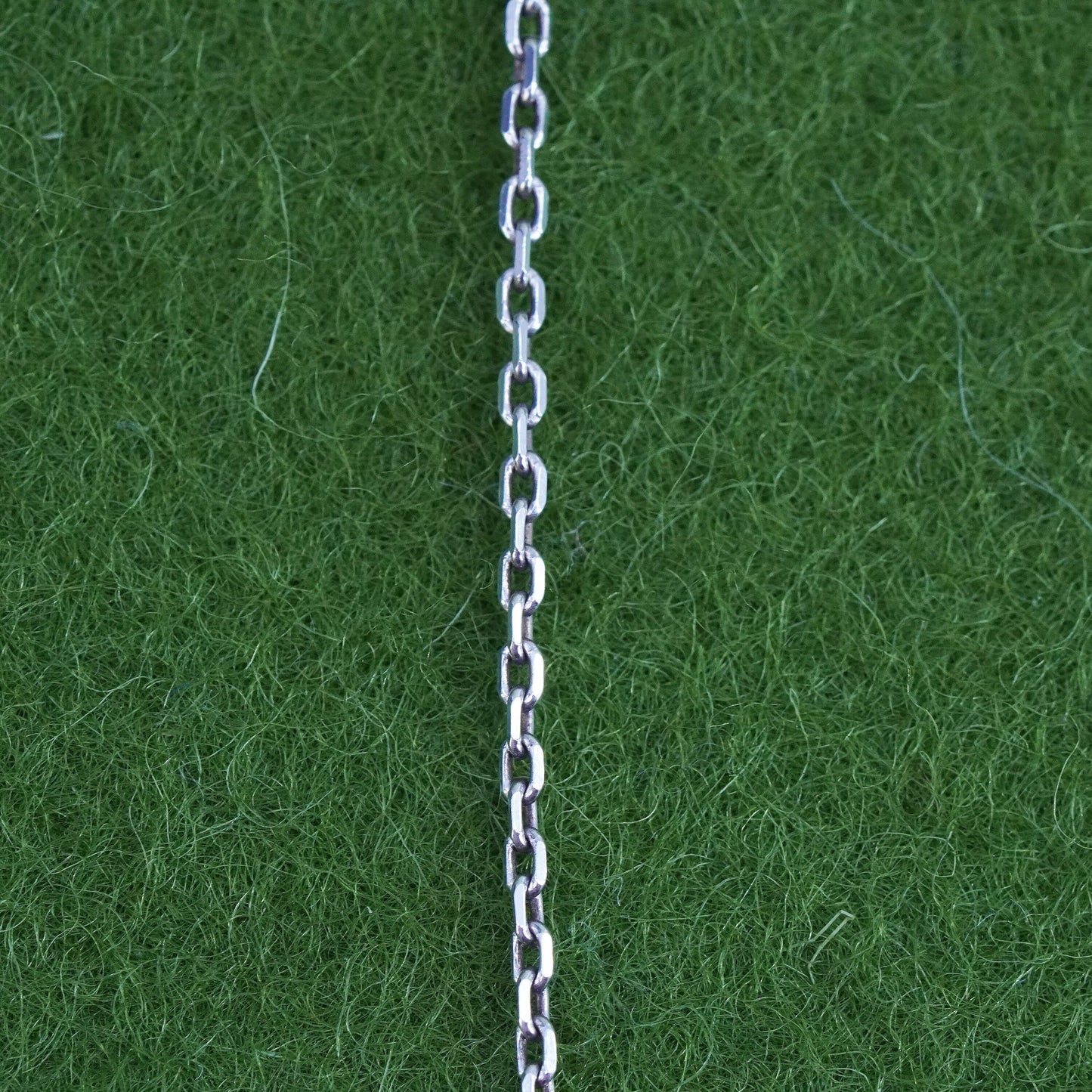 18" 1mm, Vintage Italian sterling silver circle link chain, 925 silver necklace