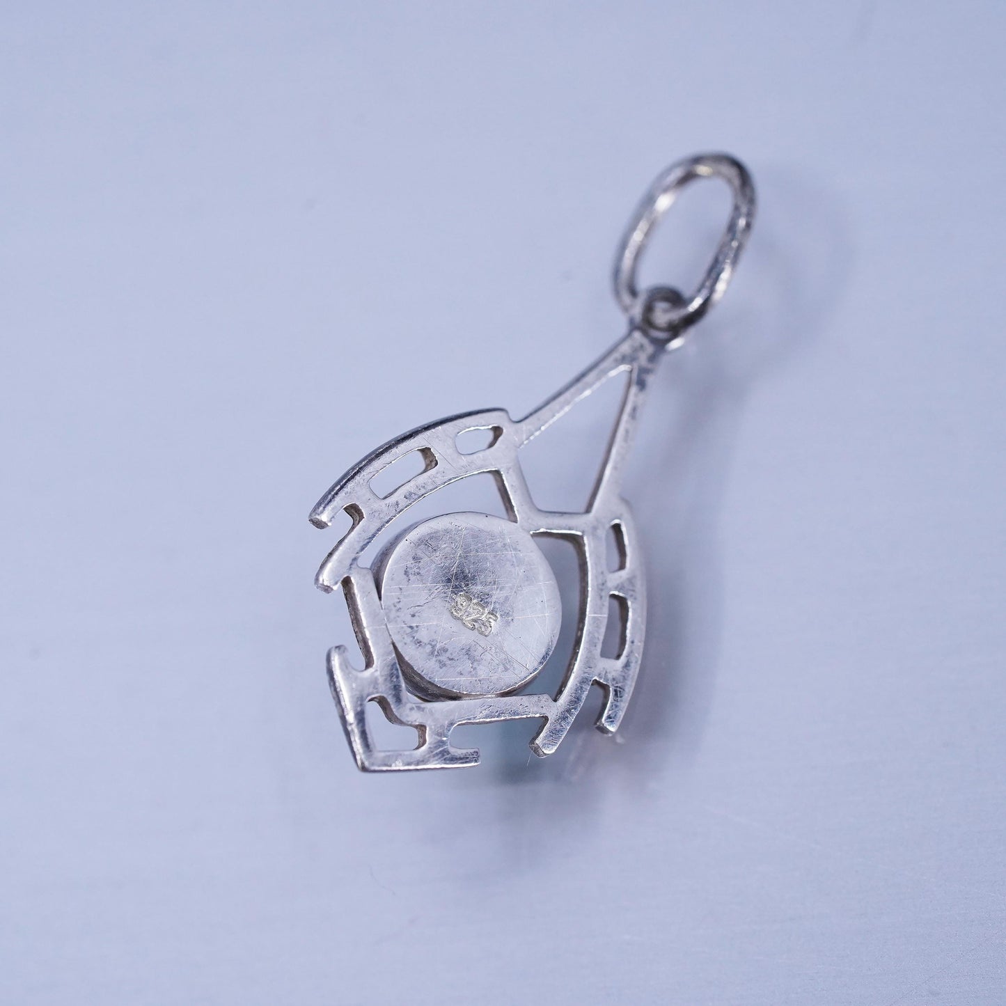 Vintage sterling 925 silver charm pendant with opal bead