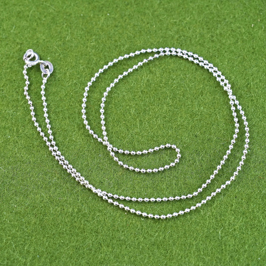 18”, Vintage Italian sterling silver beads chain, 925 necklace