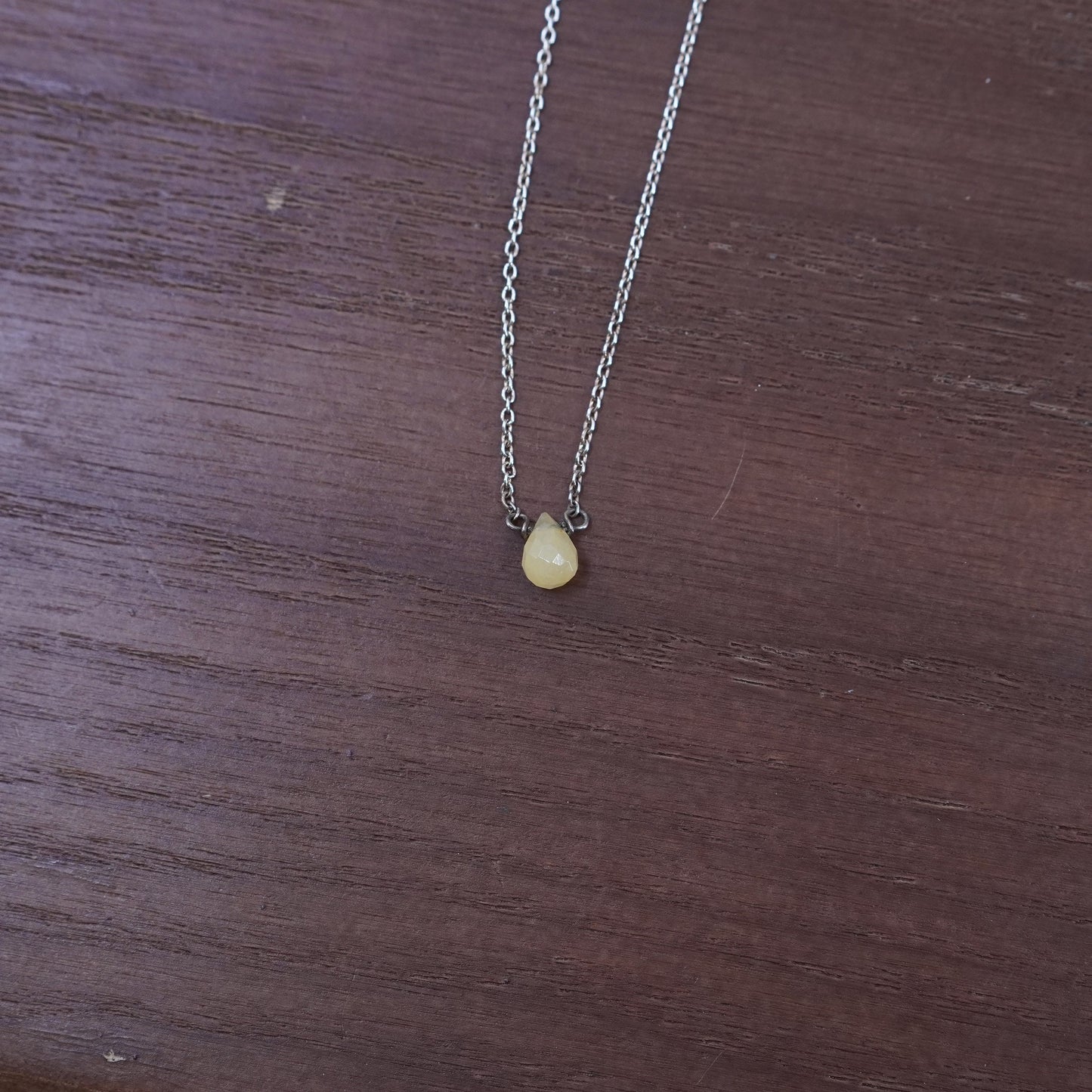 18”, sterling silver necklace, 925 circle chain with teardrop citrine pendant