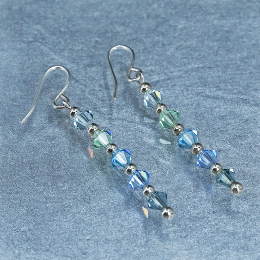 Vintage Sterling 925 silver handmade earrings with crystal beads