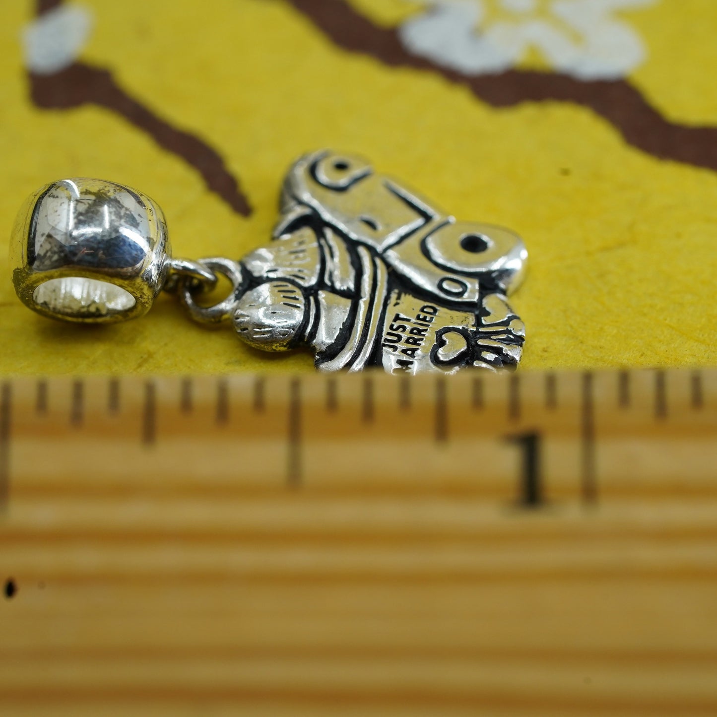 Vintage Sterling silver 925 handmade charm embossed “just married”