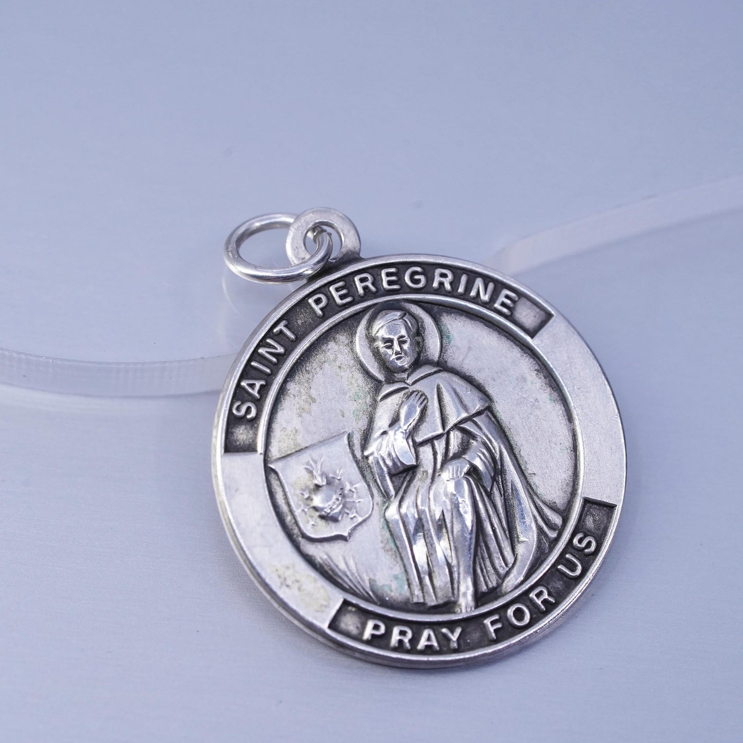 sterling 925 silver handmade “saint Peregrine Pray for Us” pendant charm