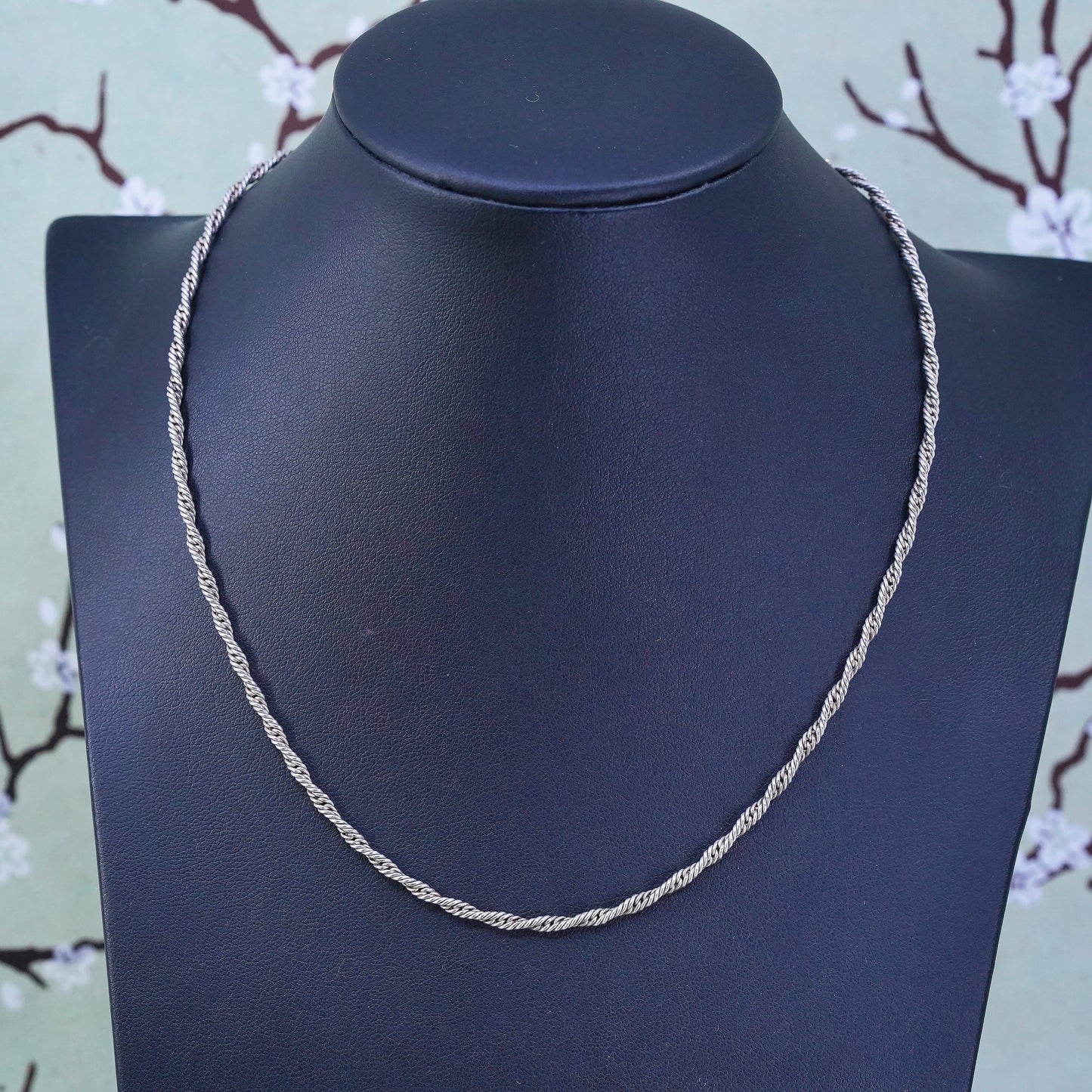 17” 3mm, Vintage sterling 925 silver handmade twisted wheat chain, necklace