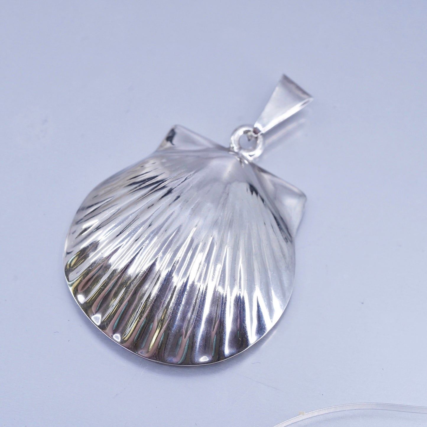 Vintage sterling 925 silver handmade shell pendant charm