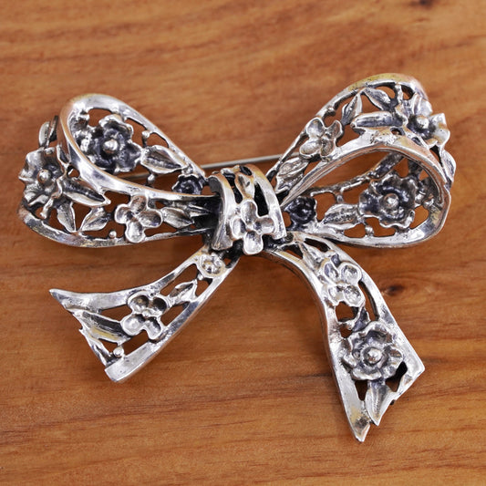 Vintage Danecraft handmade sterling 925 silver ribbon bow tie brooch