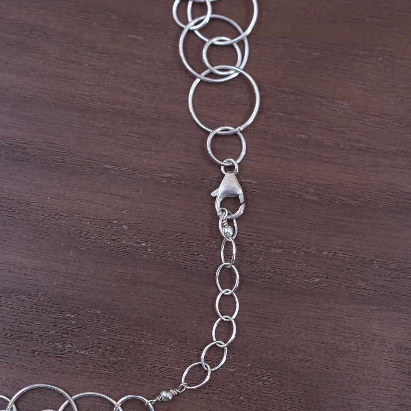 18”, vintage Sterling silver handmade necklace, 925 entwined circle chain