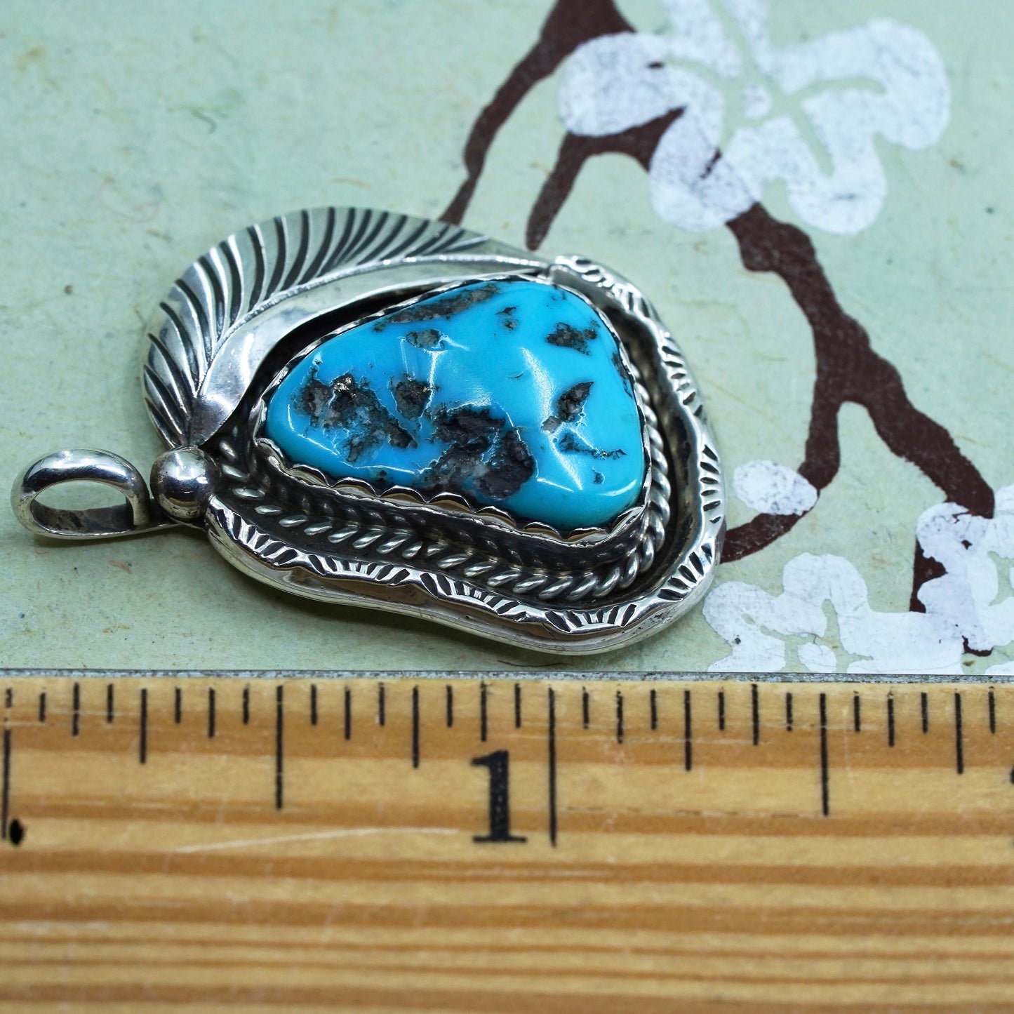 Native American Arnold Maloney Sterling silver 925 pendant Campitos turquoise