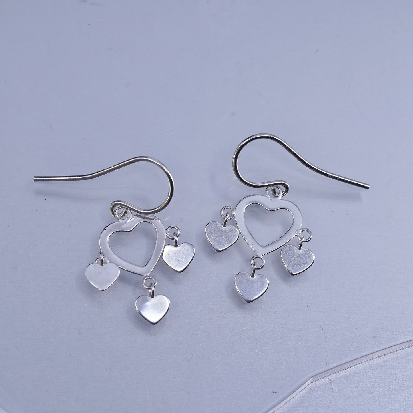 Vintage Sterling 925 silver handmade heart earrings