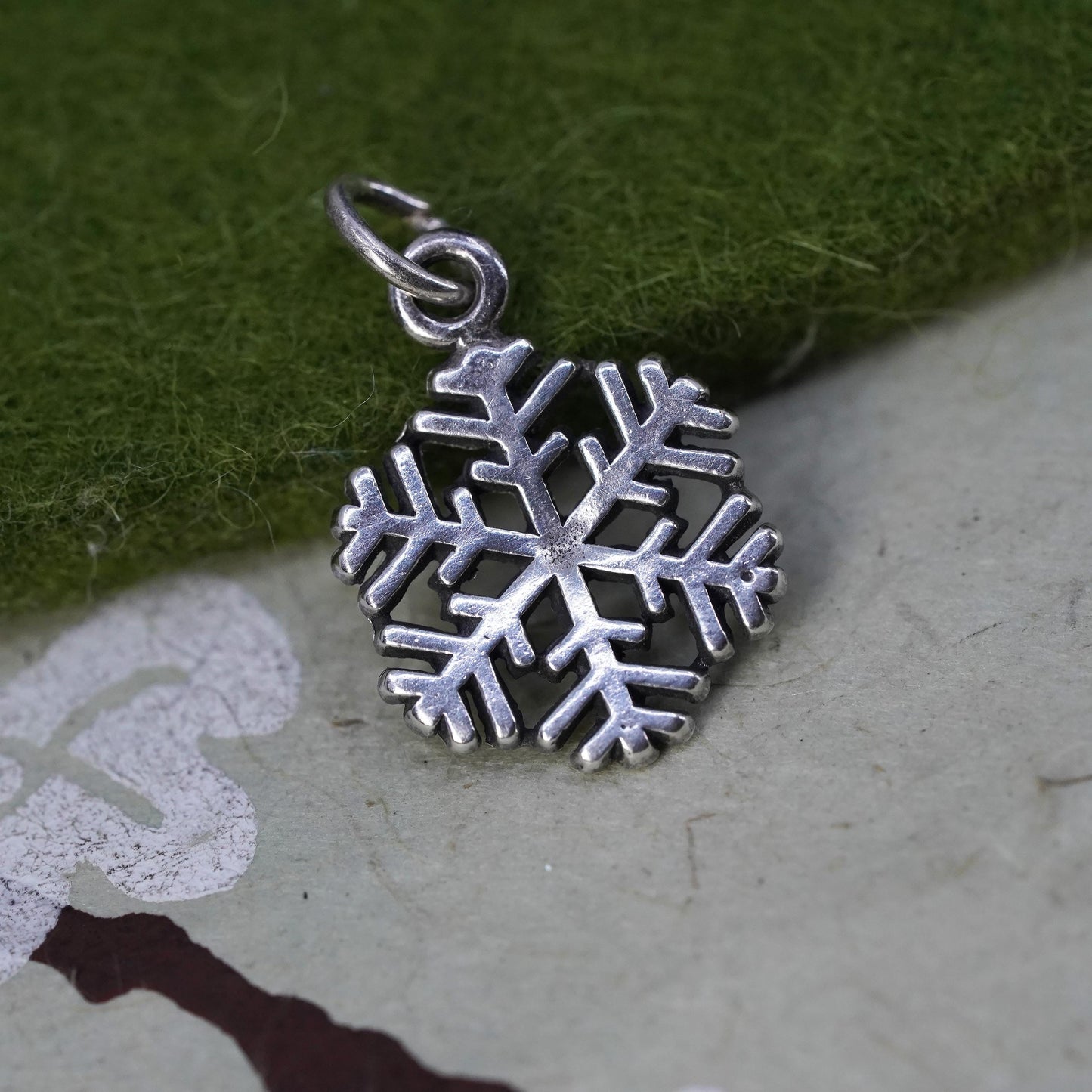 Vintage Sterling silver snowflake pendant, 925 handmade charm