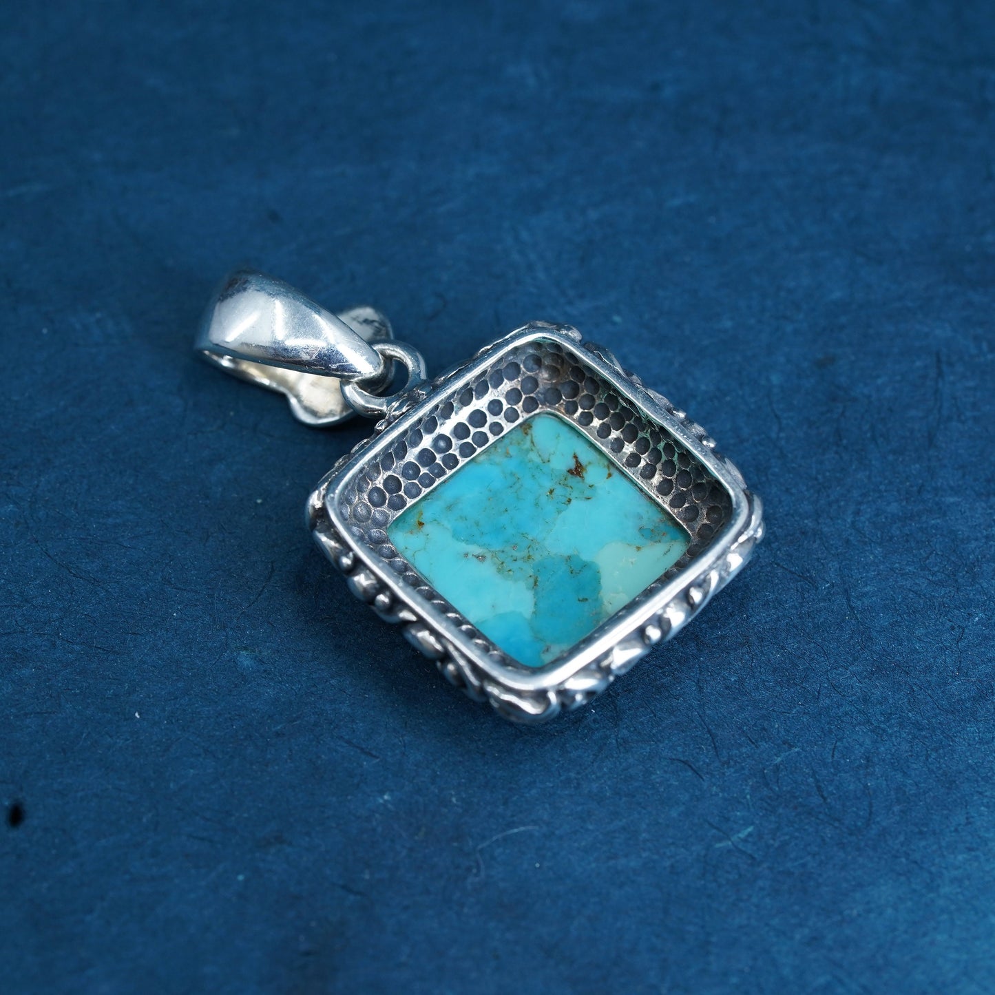 barse Sterling 925 silver handmade pendant with teardrop copper turquoise