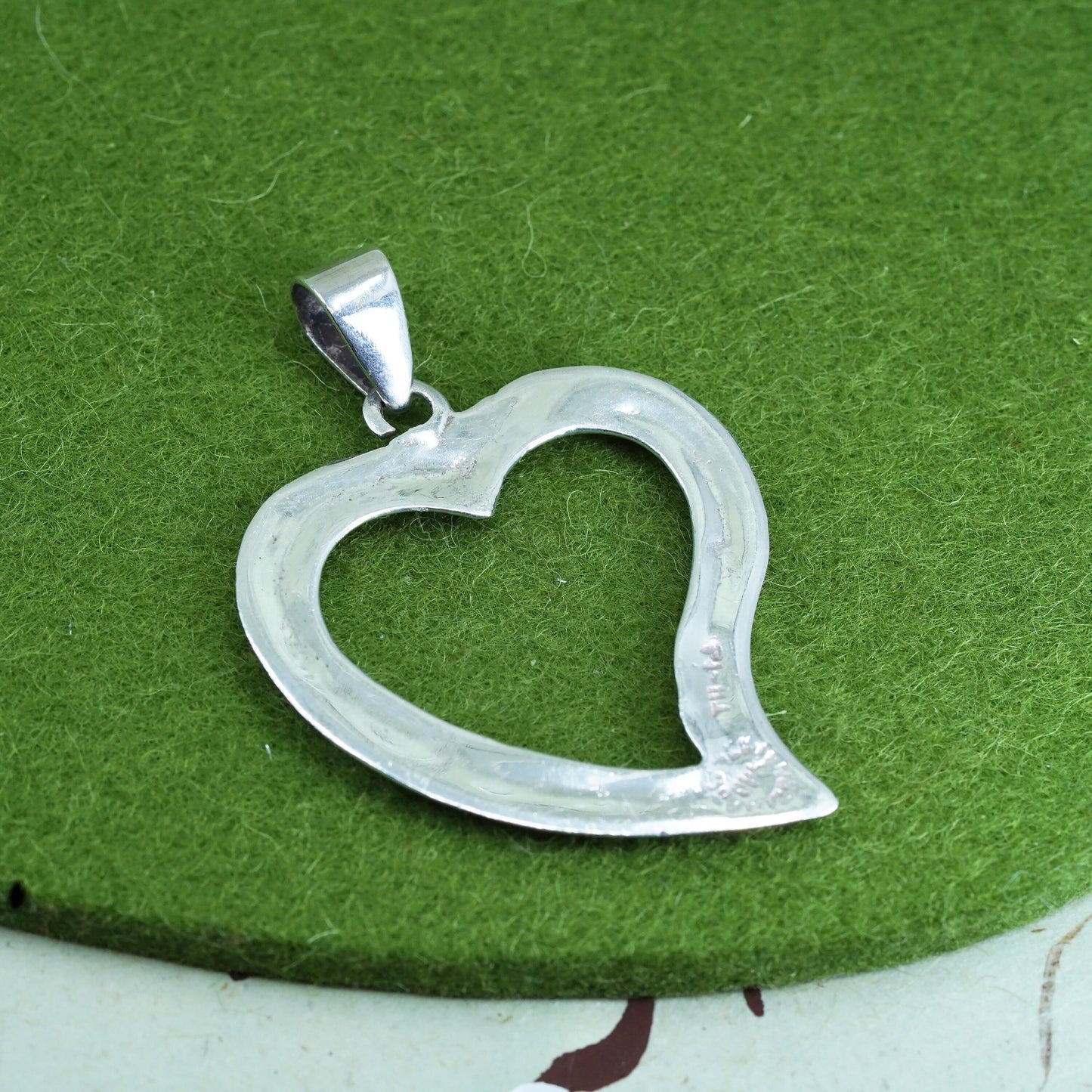 vintage Mexican sterling 925 silver handmade heart pendant