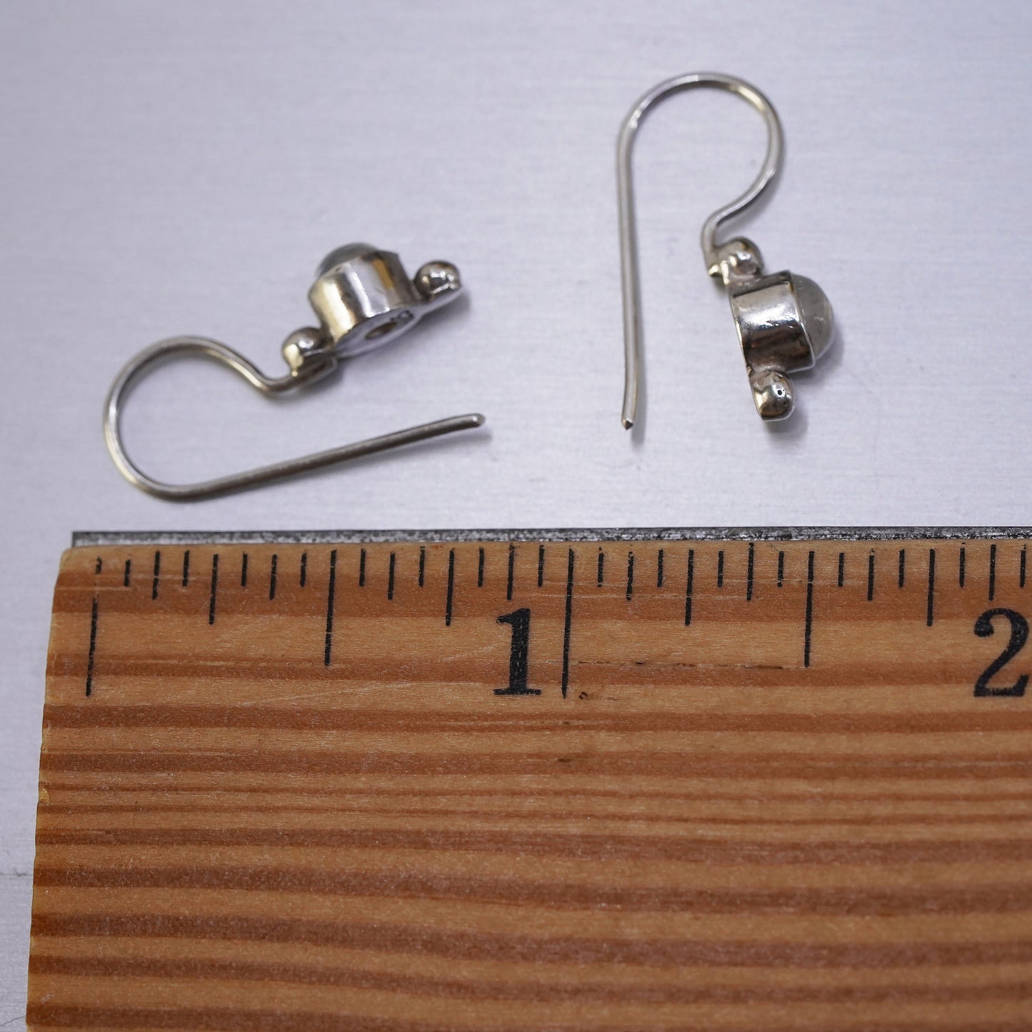 Vintage Sterling 925 silver handmade earrings with moonstone