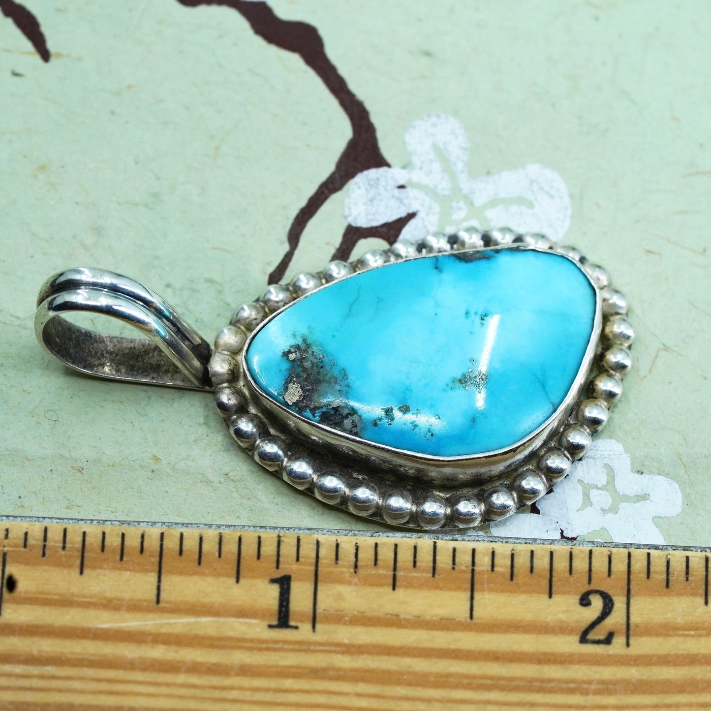 Native American Lee Brown Sterling silver 925 pendant with kingman turquoise