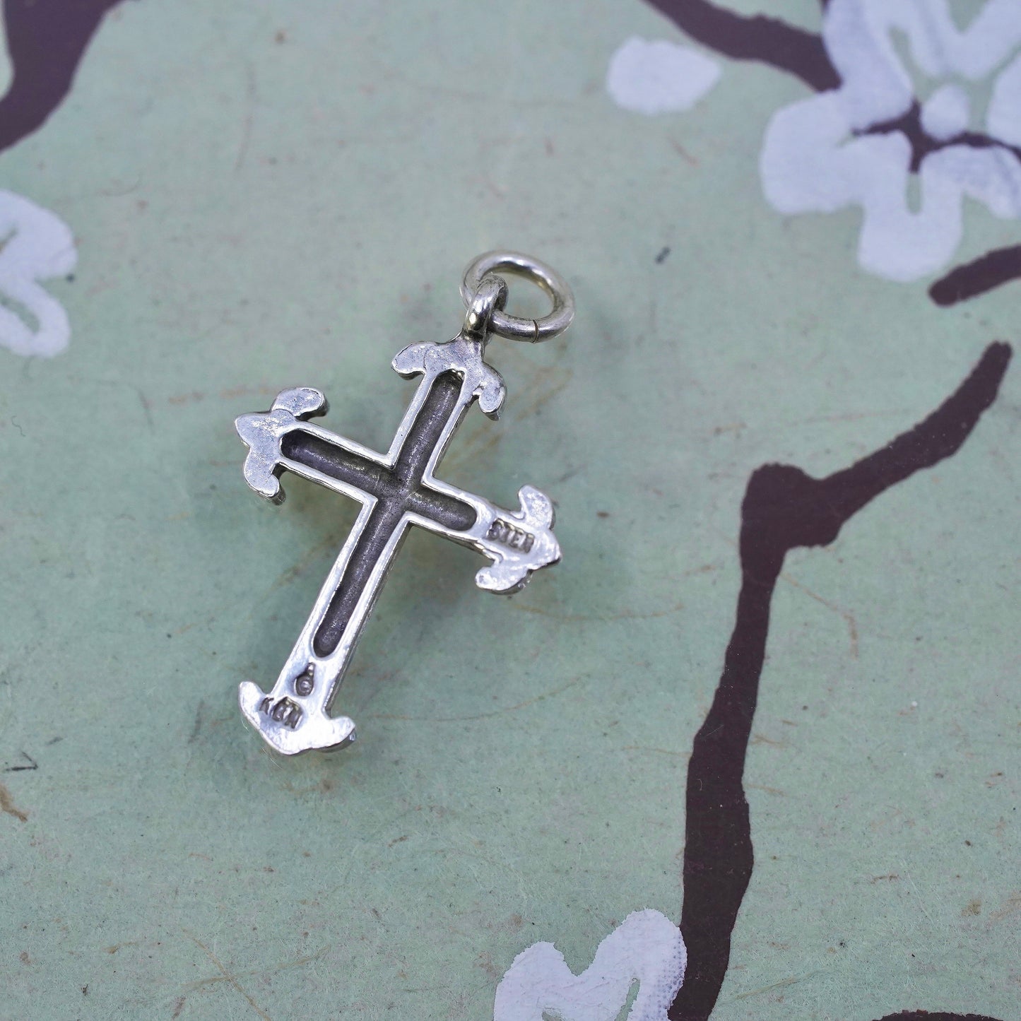 Vintage handmade Sterling silver pendant, 925 cross charm