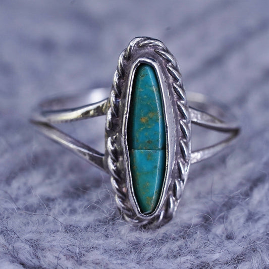 Size 5.5, Sterling silver ring with turquoise, Native American, southwestern