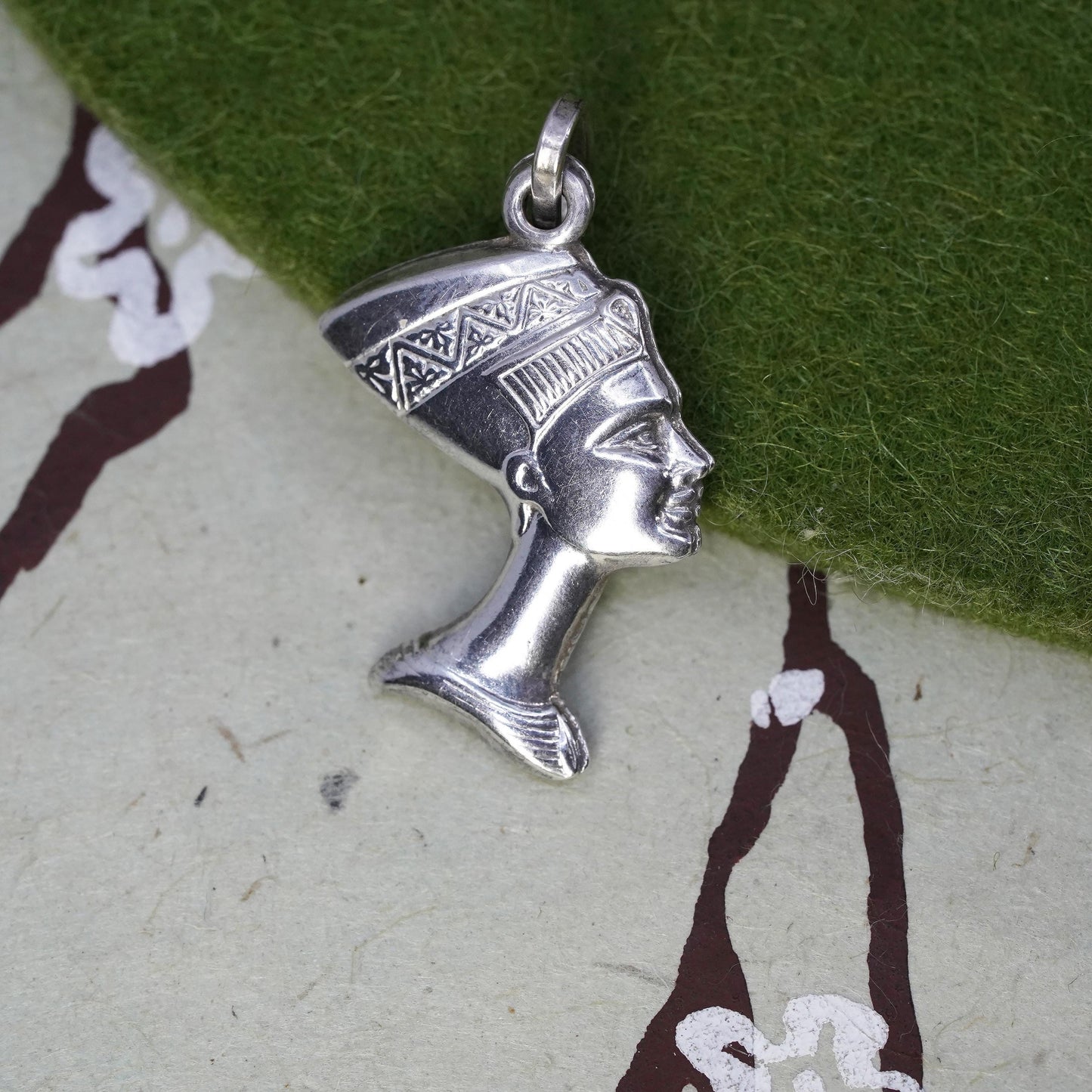 Vintage Italian Sterling silver handmade pendant, 925 Egyptian Pharaoh charm