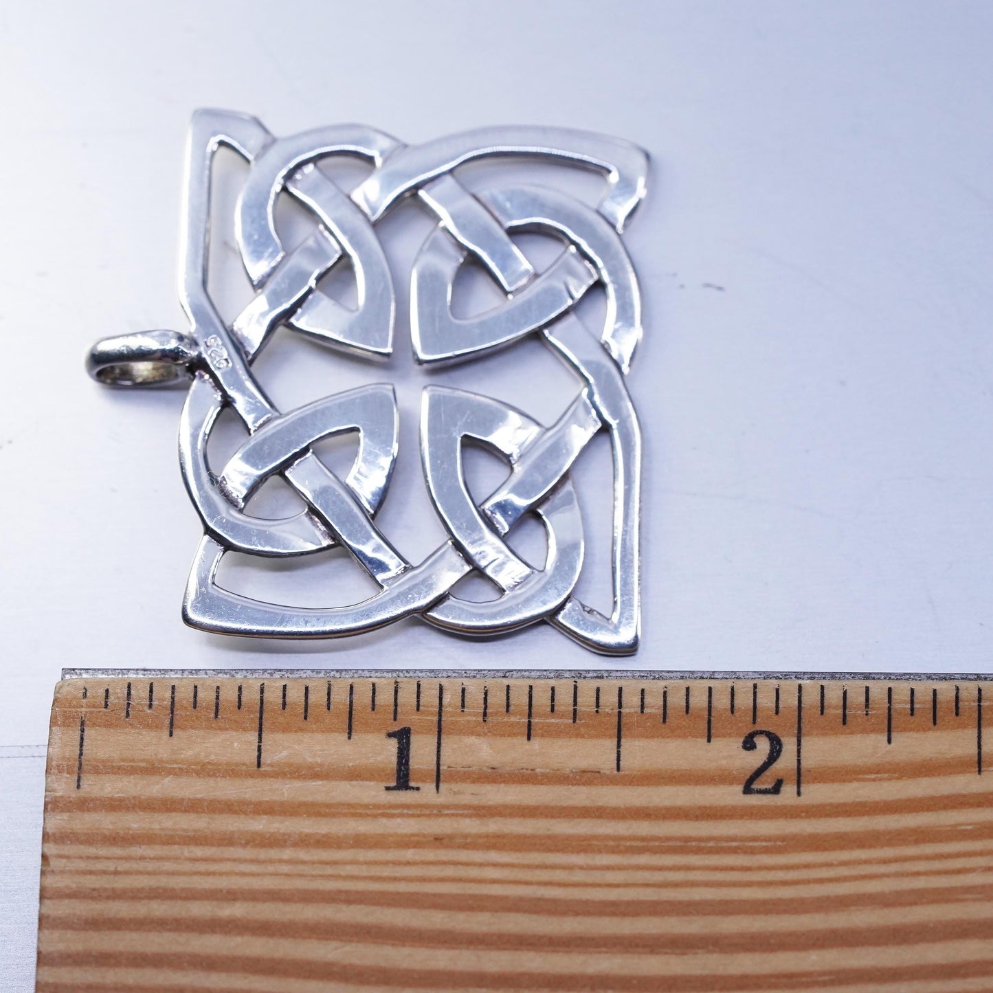 Vintage sterling 925 silver handmade Irish Celtic knot square pendant