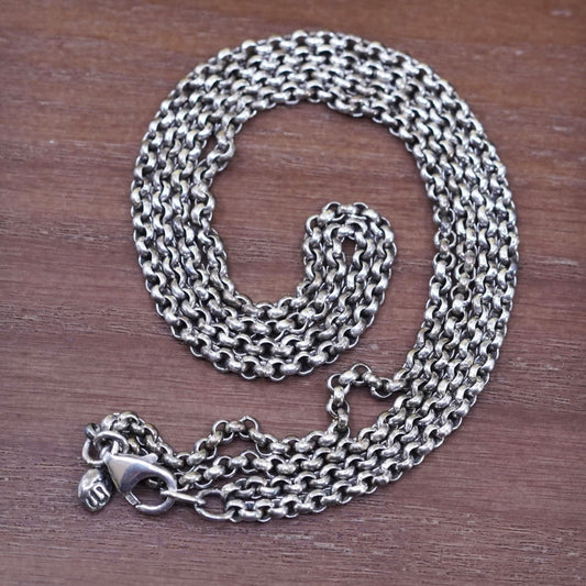 18” 4mm, vintage Sterling silver double circle chain, 925 necklace