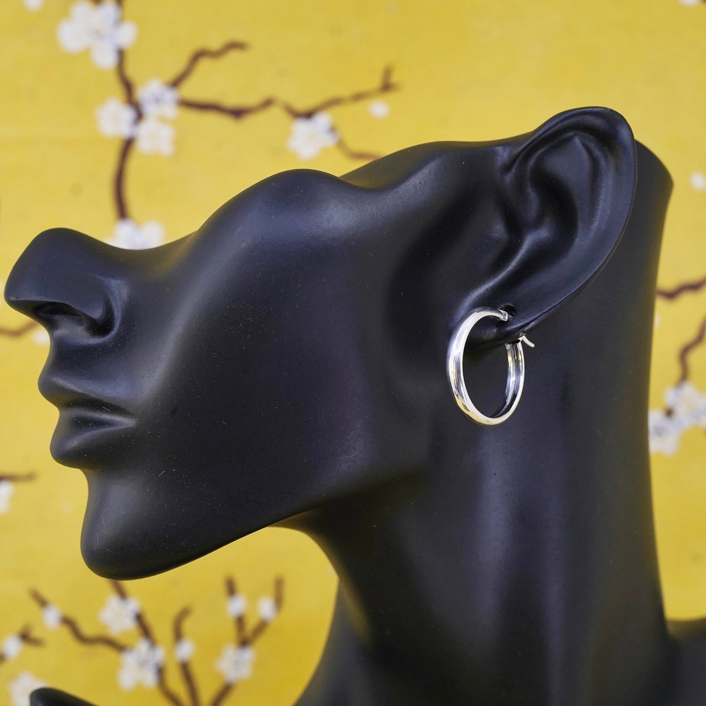 1”, Vintage Sterling silver handmade earrings, 925 hoops