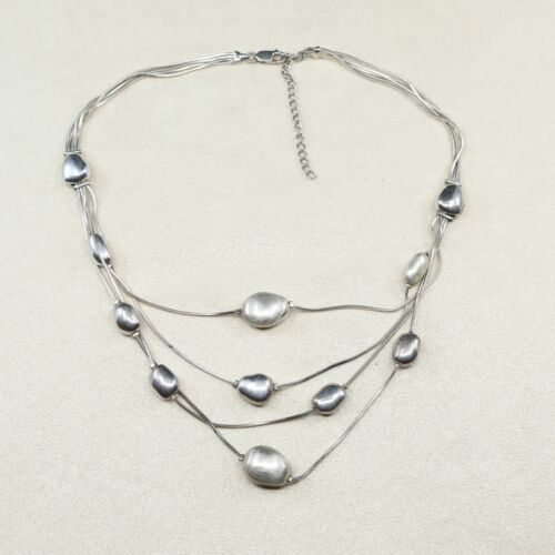 18"+3”, 1.6mm, Vtg sterling silver beads necklace, 925 nugget