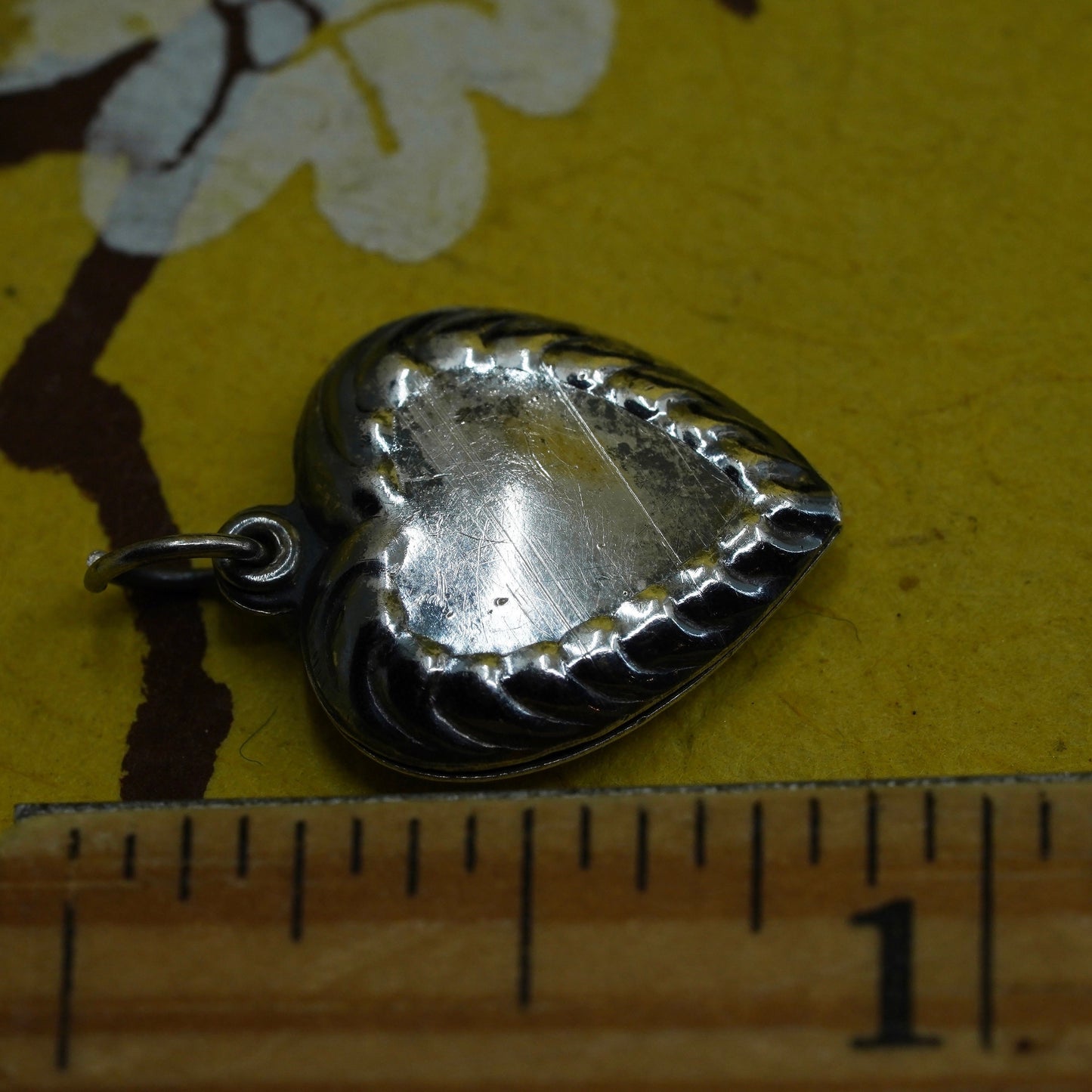 Vintage Sterling silver handmade pendant, 925 heart charm