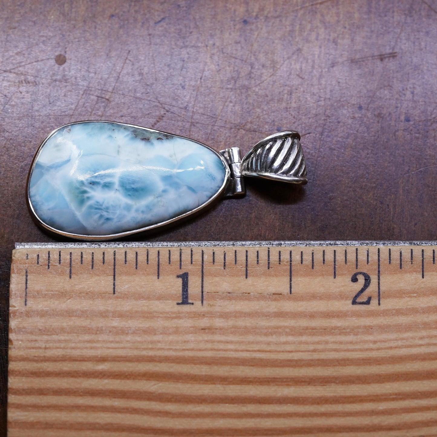 Vintage southwestern sterling 925 silver handmade pendant with Larimar