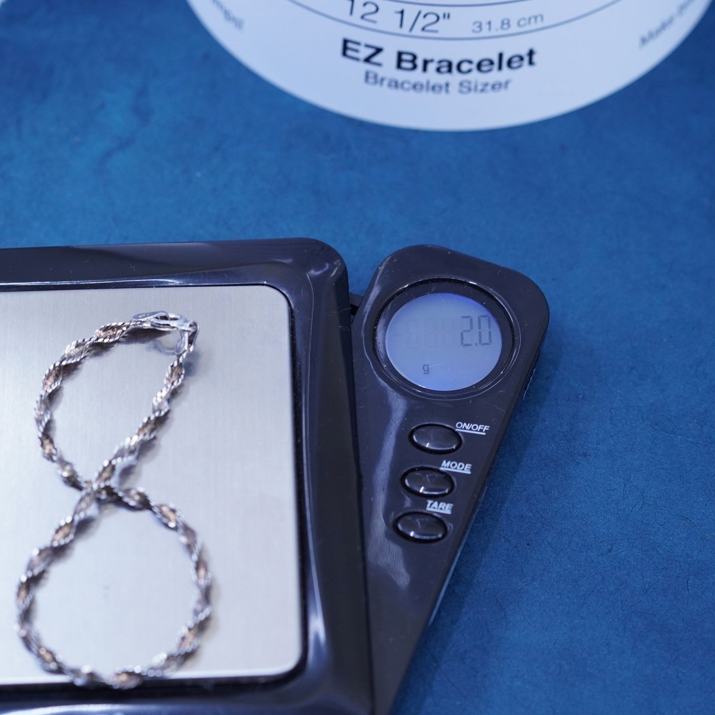 6.75”, vintage Sterling silver handmade bracelet, 925 twisted herringbone chain
