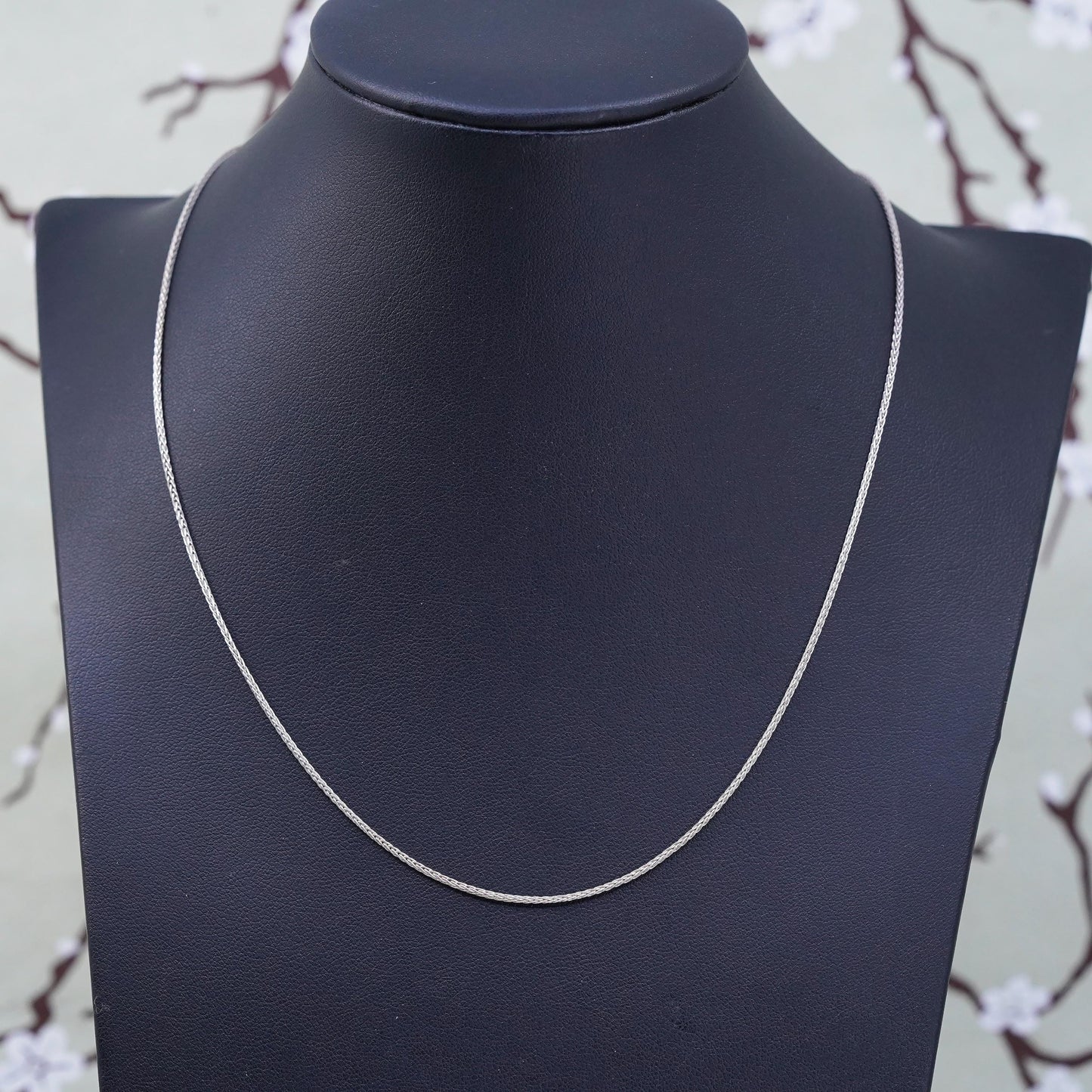 18" 1.6mm, vintage Sterling silver necklace, bold 925 Wheat chain